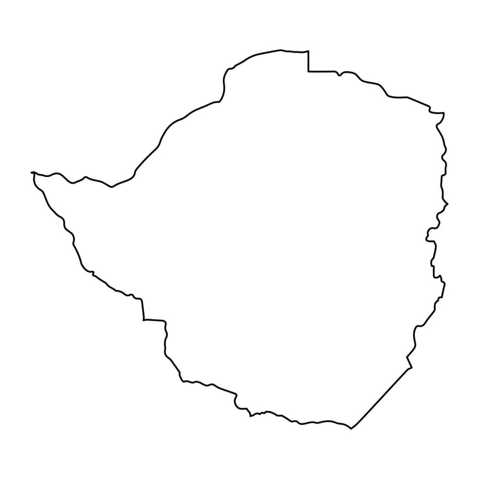 Simple black border outline map Zimbabwe on white, illustration vector