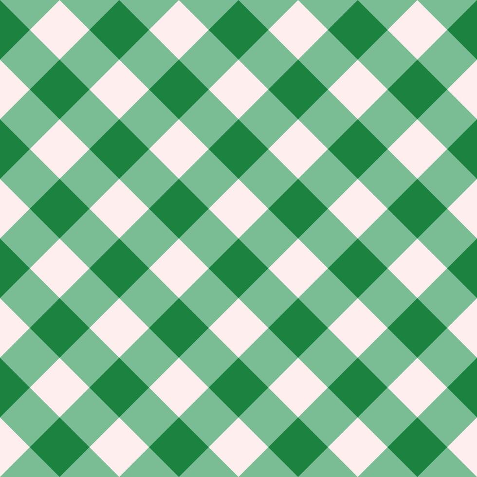 Green and white gingham pattern. Seamless background. vector