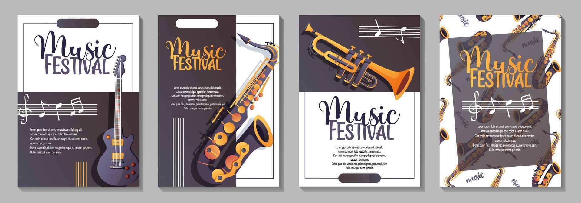 set of music posters for a festival vector