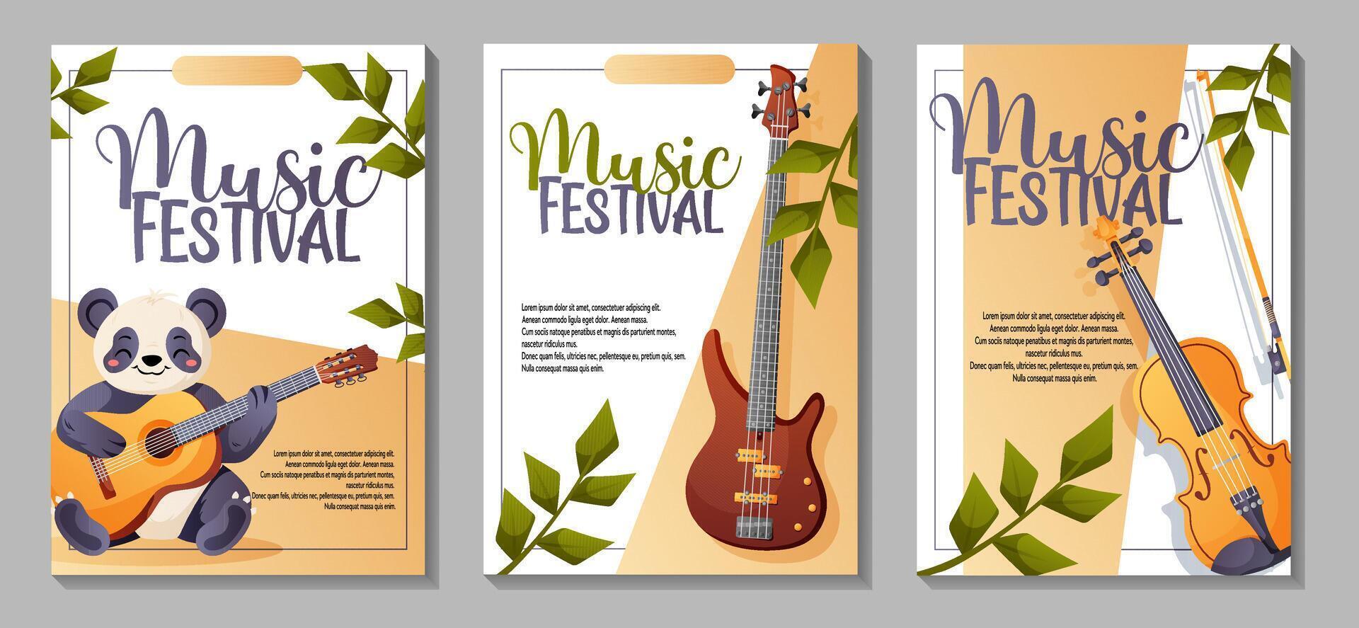 set of music flyers for a festival vector