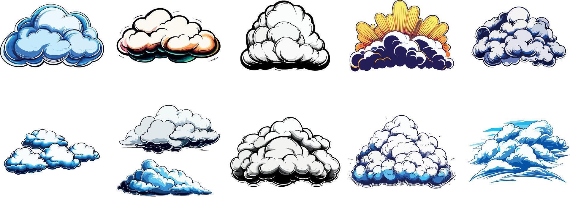 Cloud Shapes in Blue Sky Design vector