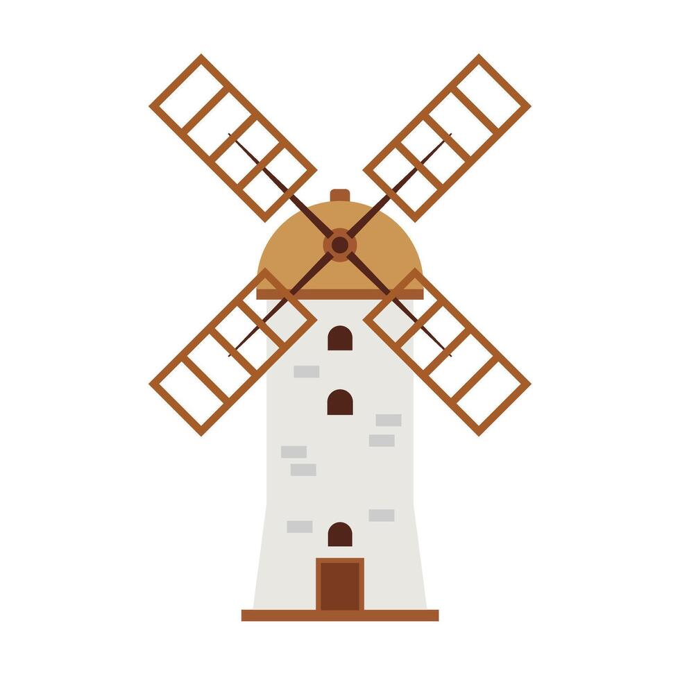 Traditional windmill in flat style on isolated background. EPS 10 vector