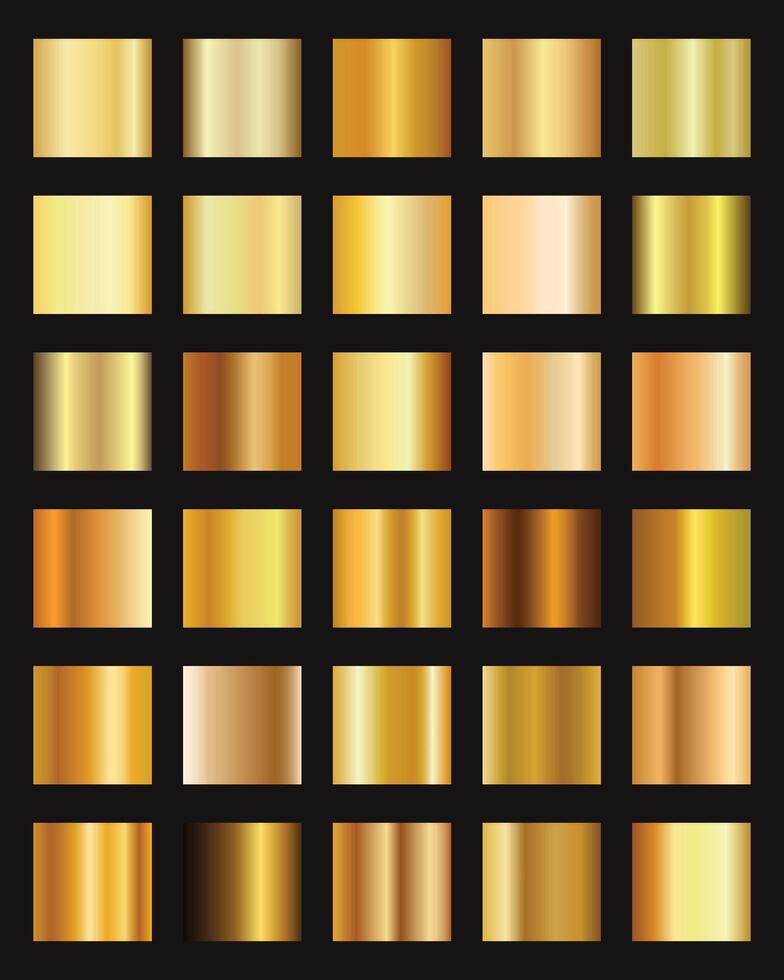 Collection of different gold gradient color palettes vector