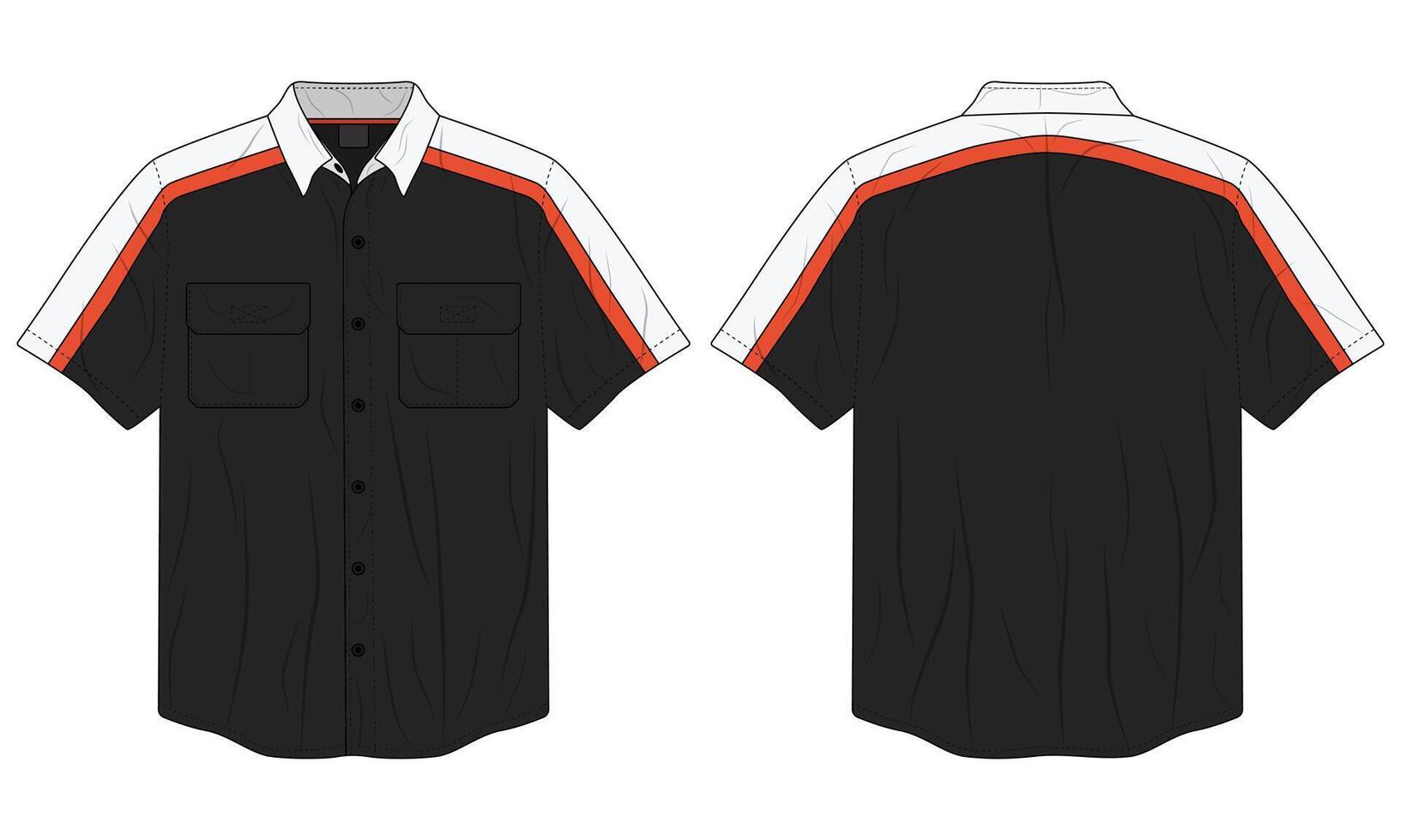 Short sleeve button down collared shirt mockup vector