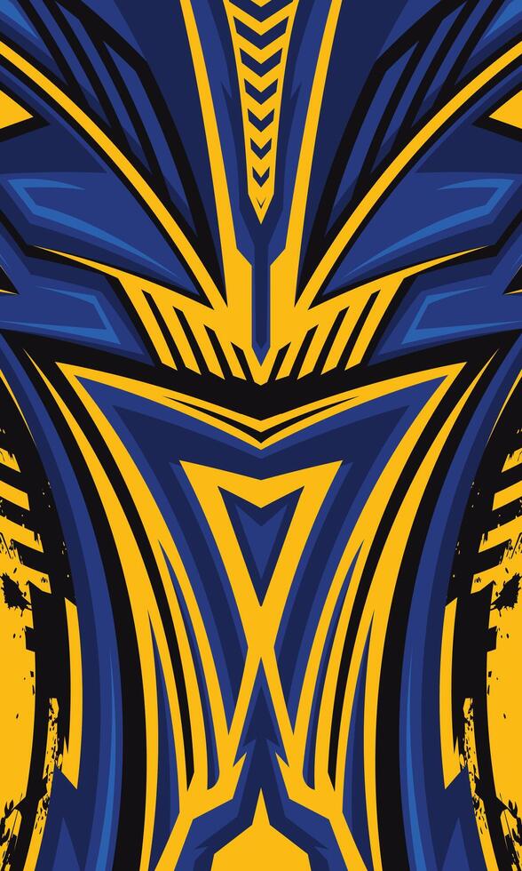 Abstract geometric pattern in blue and yellow for sublimation jersey vector
