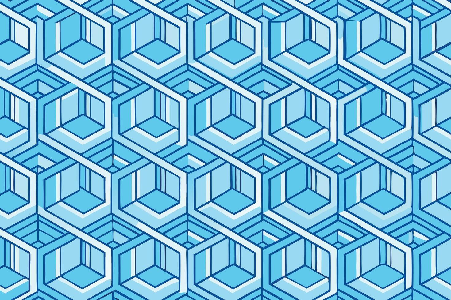 Beautiful geometric pattern with hexagonal shapes and intricate details, blue and white color scheme, stylish and modern design Pattern Background vector