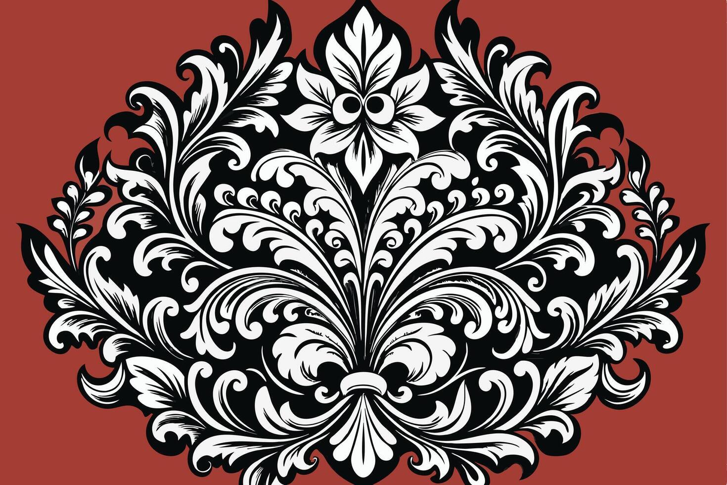 damask floral pattern ideal for luxurious interior designs or classic textile decoration, showcasing ornate details vector