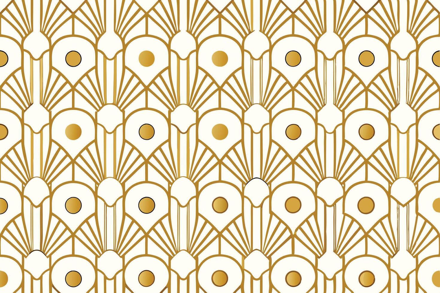 Elegant Art Deco Inspired Geometric Pattern with Repeating Circles and Gold Lines on White, Luxury Design Pattern Background vector