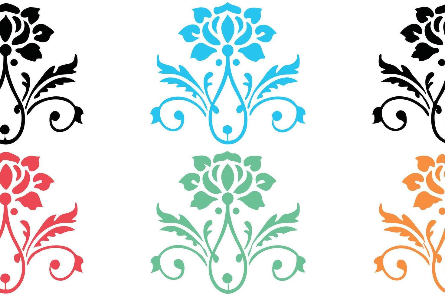 Intricate floral damask pattern in black and white, high quality icon set with detailed motifs ideal for upscale design projects vector