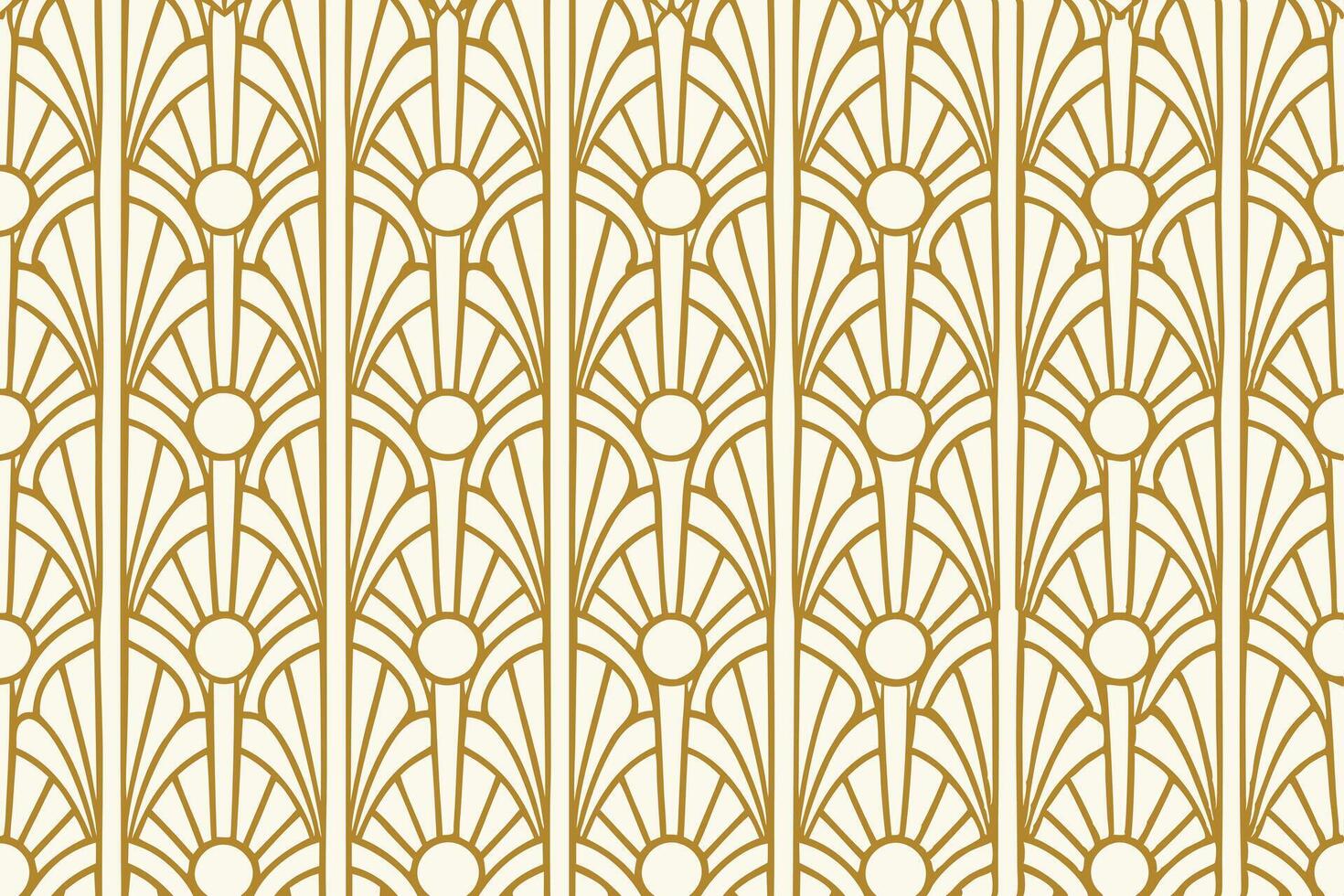 Geometric Art Deco Style Pattern with Repeating Circles and Bold Lines in Golden Hues, Elegant Design Pattern Background vector
