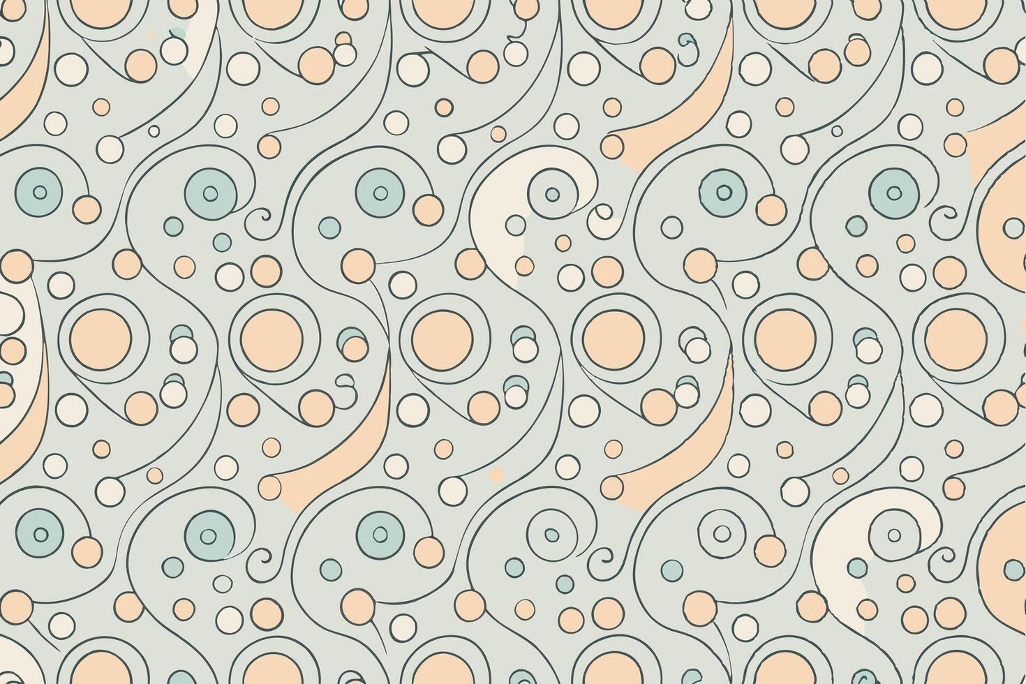 Whimsical dotted swirls and abstract curves in a seamless pattern, creating a light, fun, and contemporary design ideal for wallpapers and textiles vector
