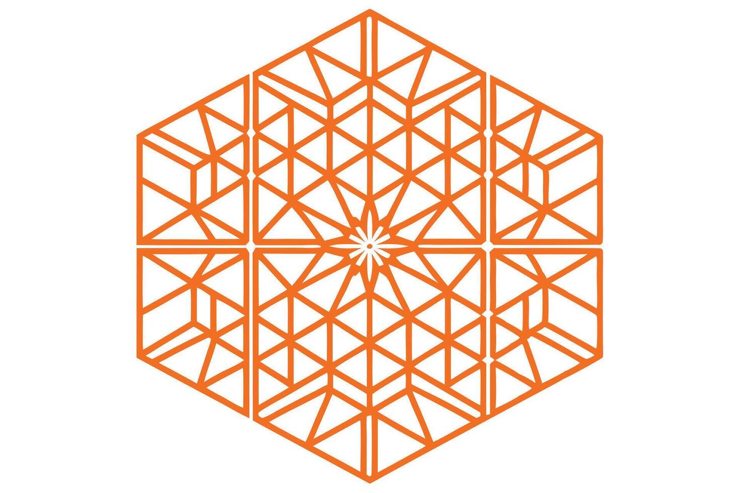 Complex geometric pattern with intricate orange lines and white space, creating a visually appealing design, great for creative projects, Pattern Background vector