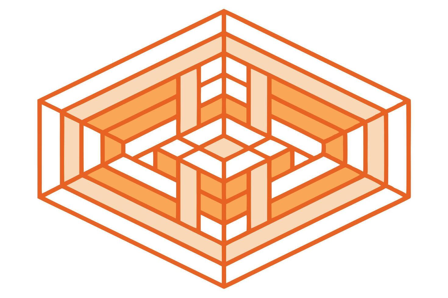 Thin orange and beige lines form a geometric isometric design, creating a layered effect Modern and sophisticated pattern background vector