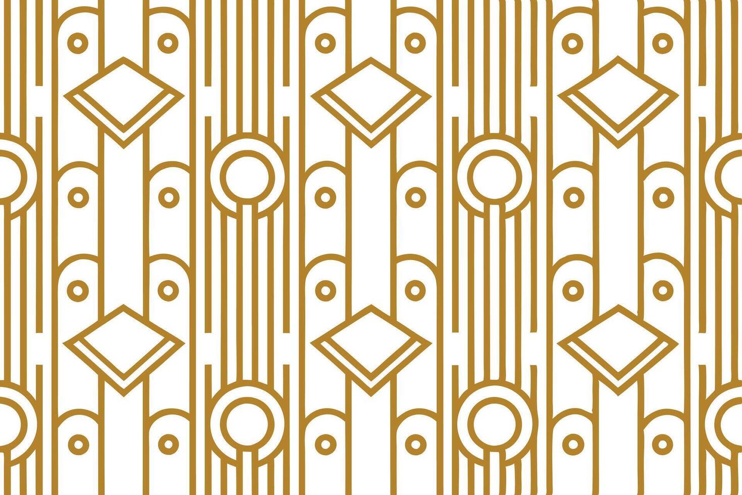 Classic Art Deco Inspired Geometric Pattern with Symmetrical Circles and Lines, Luxury Golden Design Pattern Background vector