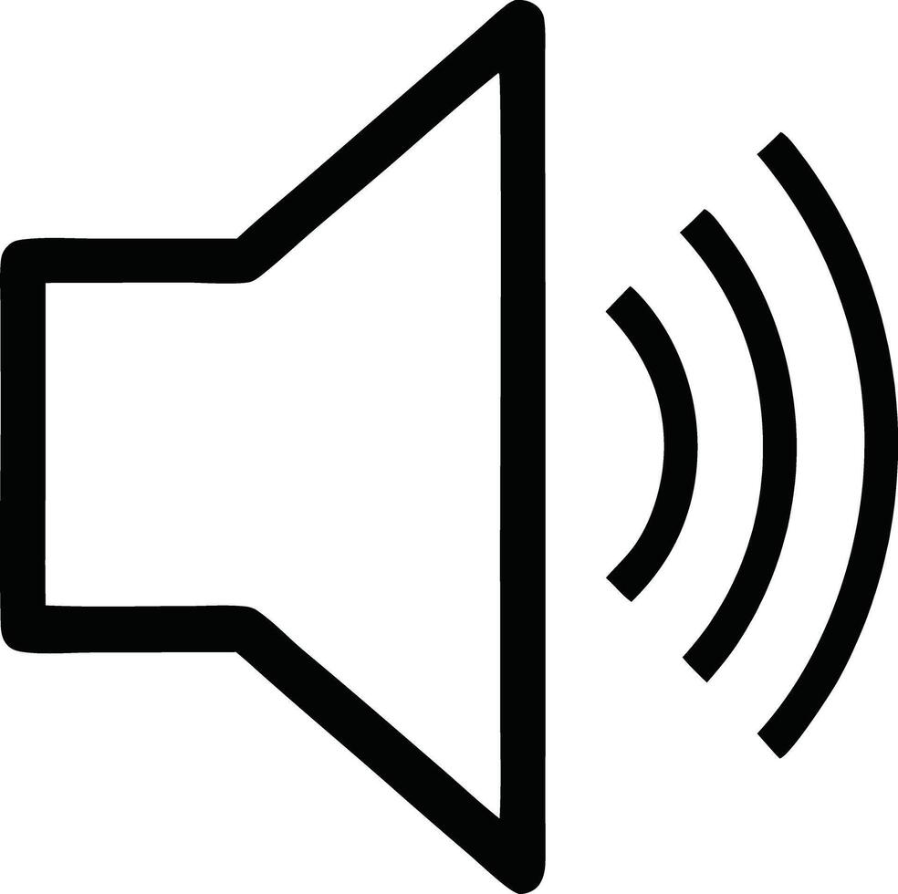 Black speaker icon with sound waves, symbolizing audio or volume control, ideal for media and technology design vector