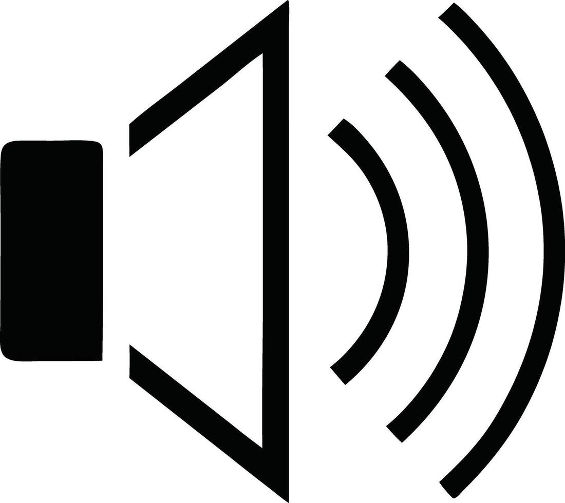 Speaker Icon with Sound Waves Representing Audio or Music, Black and White Design vector