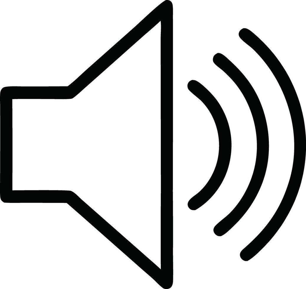 Outline Speaker Icon with Sound Waves for Audio Playback, Line Art Design vector