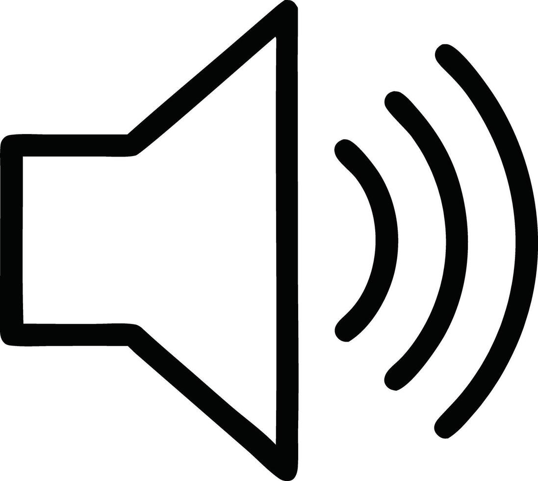 Outline Speaker Icon with Sound Waves for Audio or Music Playback, Minimalist Desig vector