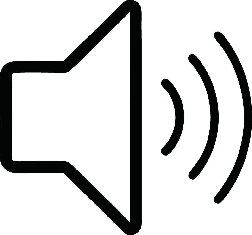 Outline Speaker Icon with Sound Waves Illustrating Audio or Music, Line Art Design vector