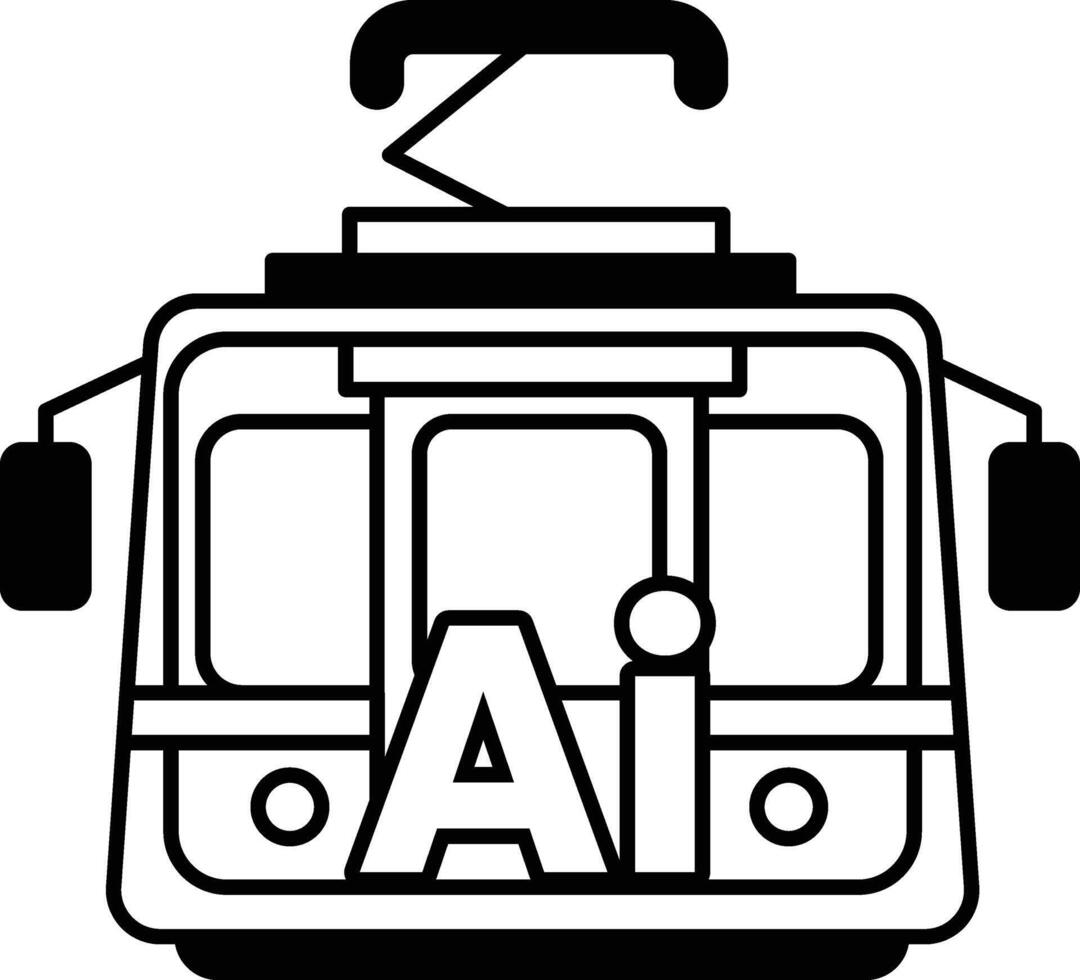 train with the letters AI on it In black and white line style vector