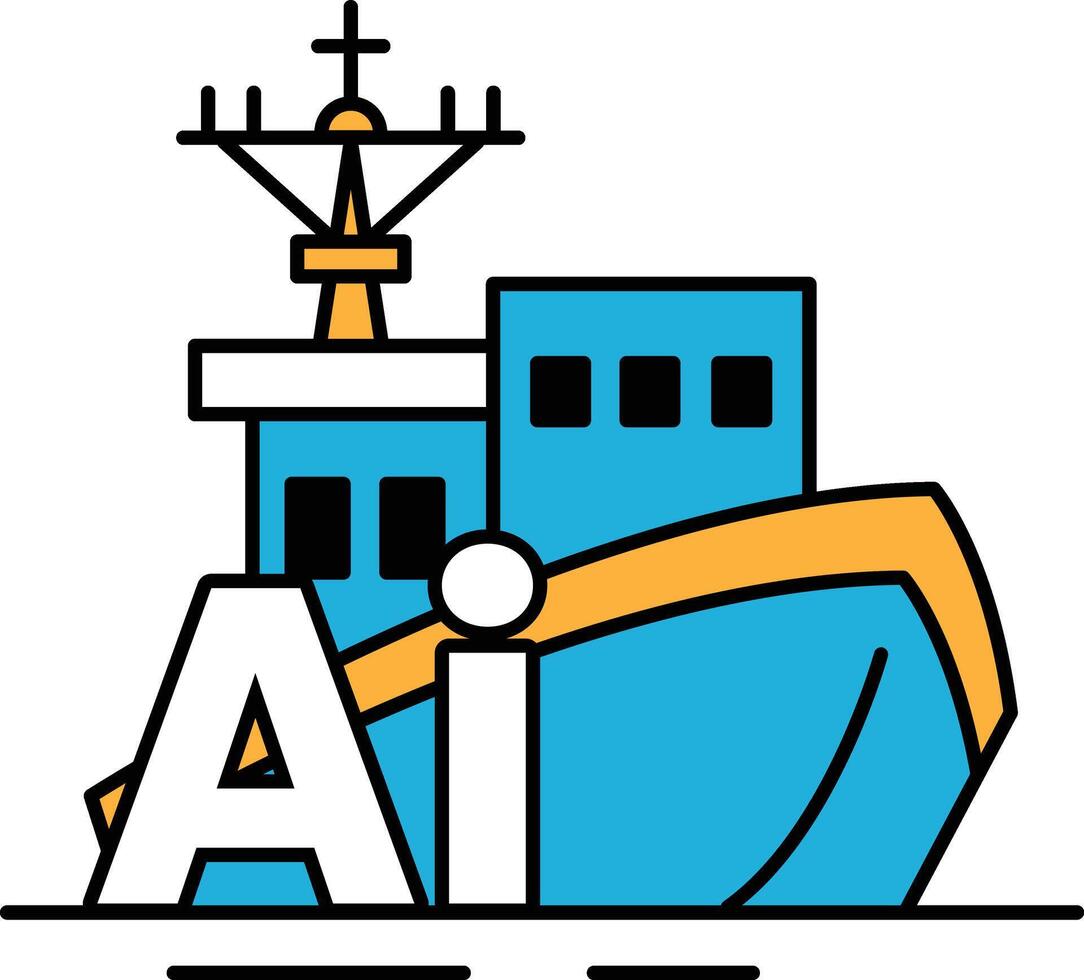 A blue boat with the letters AI on it vector