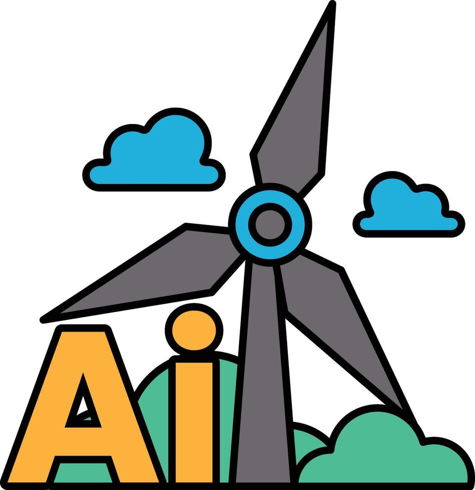 A wind turbine with the letters AI on it vector