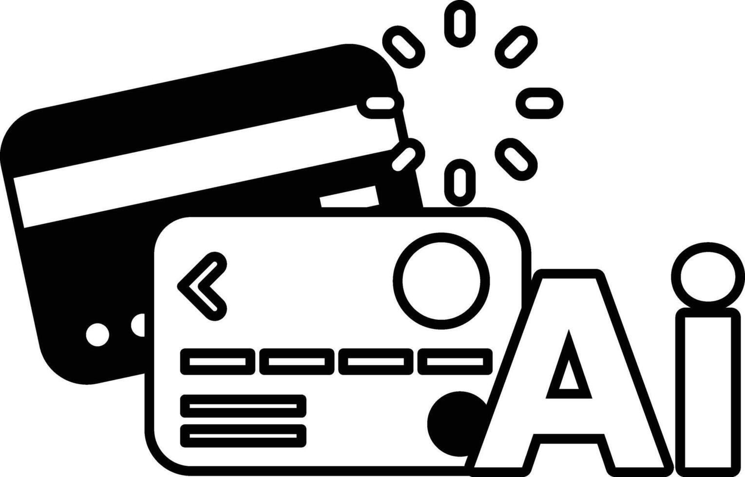 credit card with a circle on it is on top of a white background In black and white line style vector