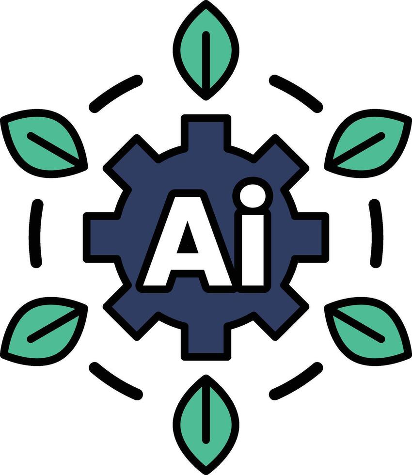 A graphic of a gear with the letters AI on it vector