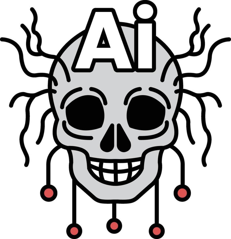 A skull with a smile on it and the letters AI above it vector