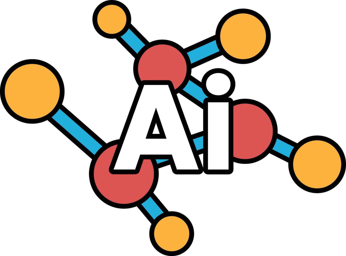 A colorful drawing of a molecule with the letters AI in the middle vector