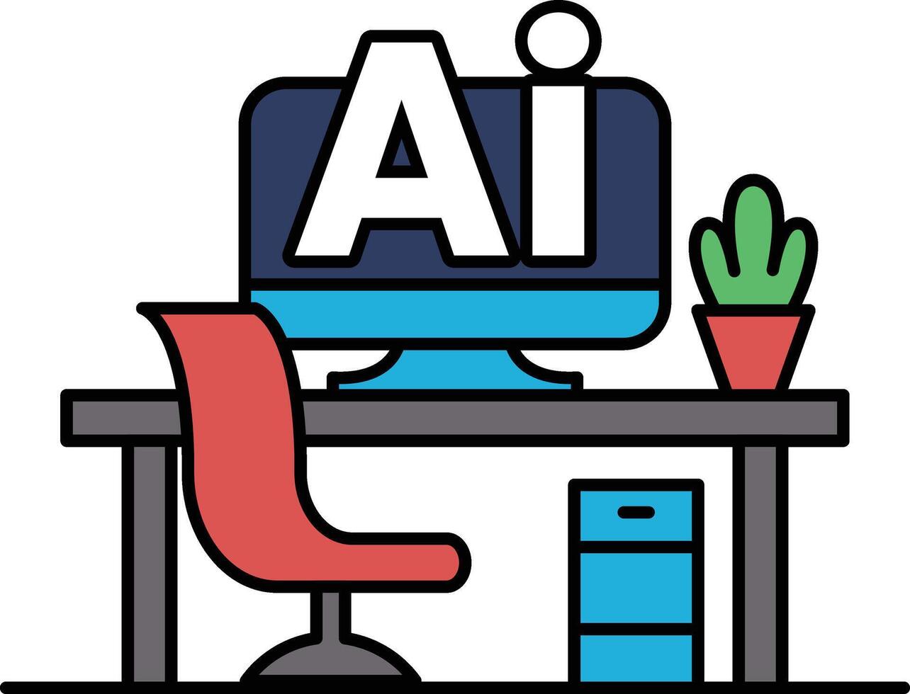 A computer monitor with the letters AI on it vector