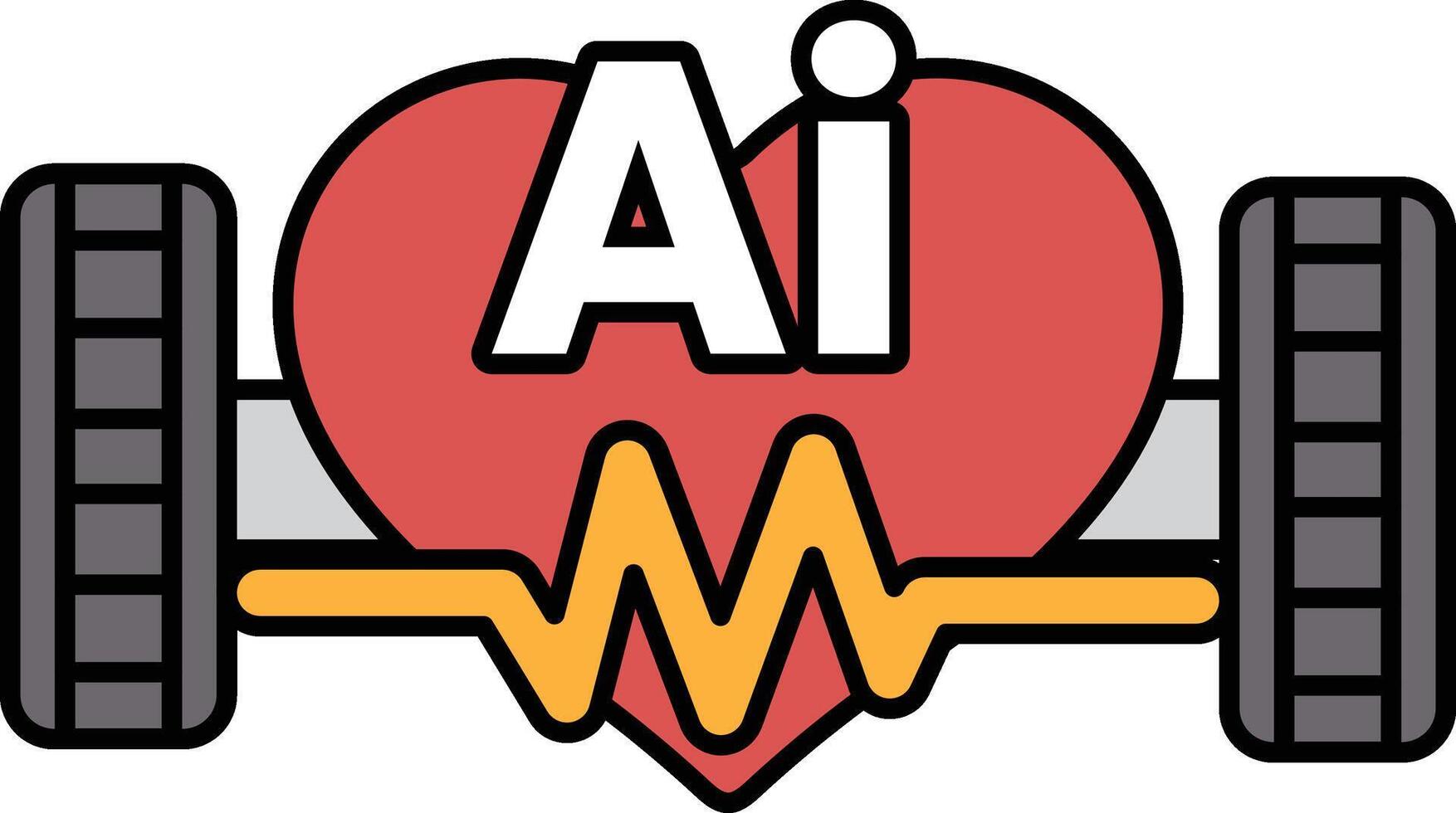 A heart with the letters AI on it vector