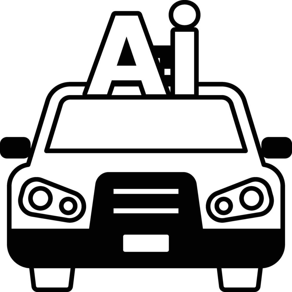 car with the letters AI on top In black and white line style vector