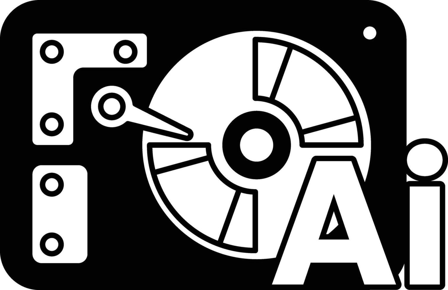 disk with the letters AI on it In black and white line style vector