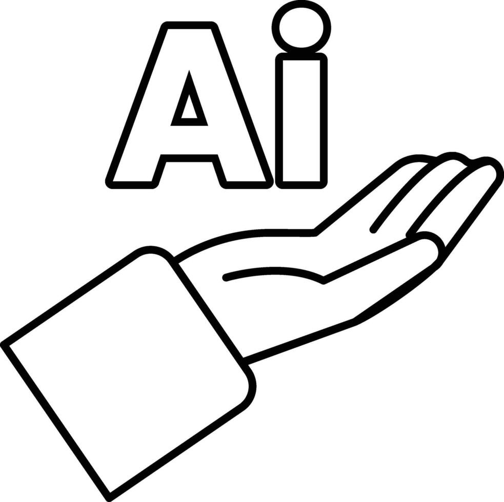 hand holding a letter Ai In black and white line style vector
