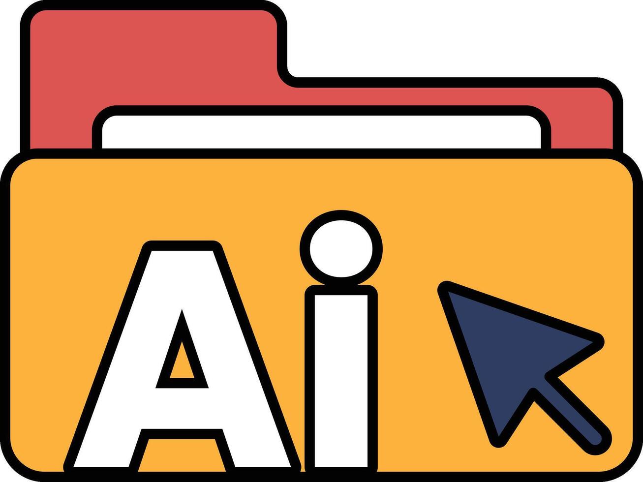 A folder with a red and orange background and a blue vector