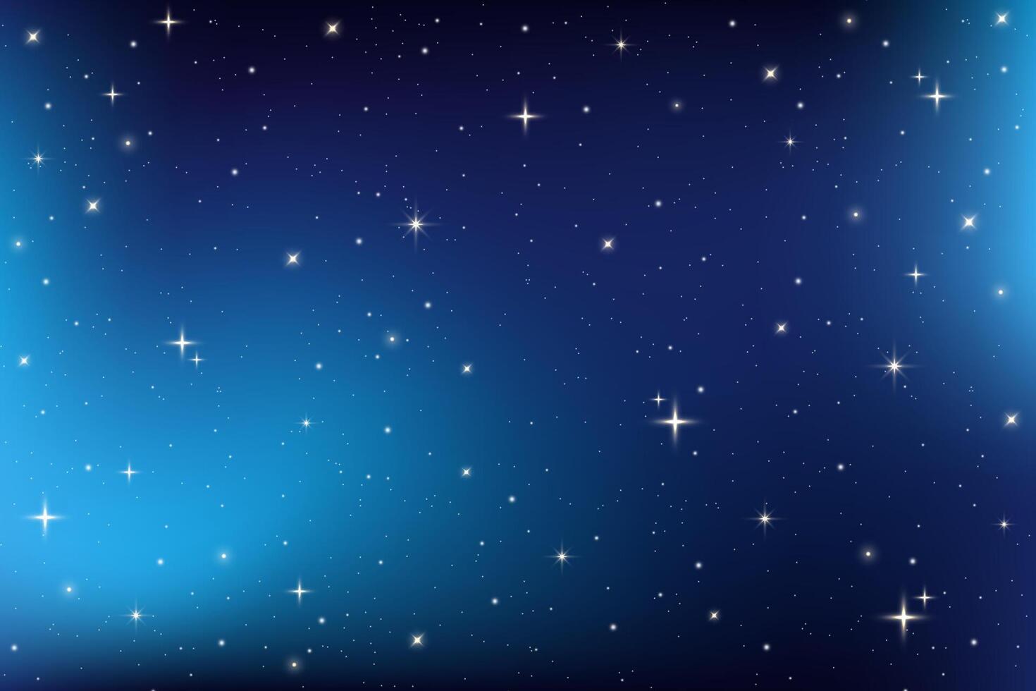 Starry night sky. Dark blue space. magic universe illustration. Abstract winter gradient with sparkles. Bright cosmic wallpaper with glitter. Outer space realistic backdrop vector