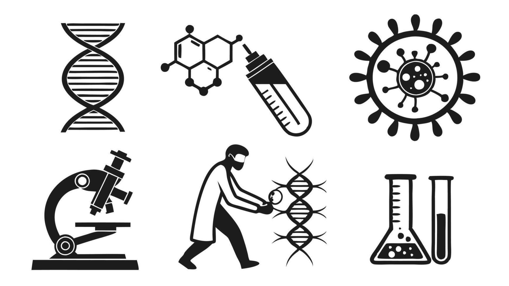 AI Biotechnology Icons - Genetic Engineering and Future Healthcare vector