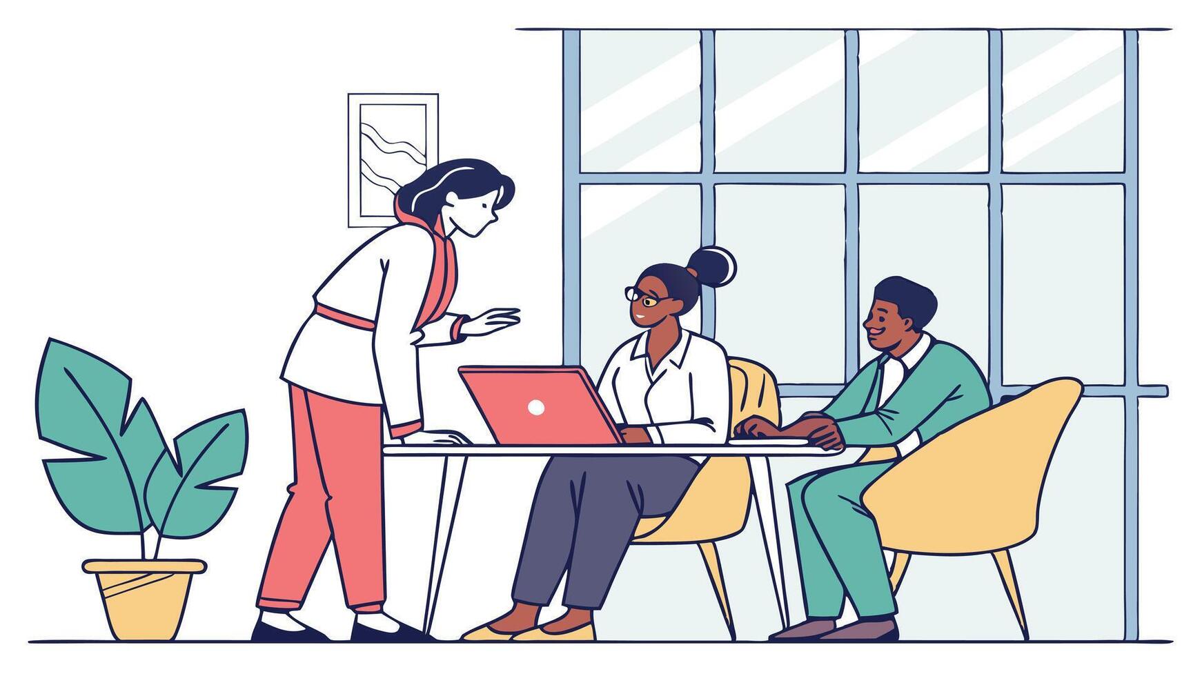 Diverse Teamwork Collaboration Illustration for Business and Workplace Culture vector