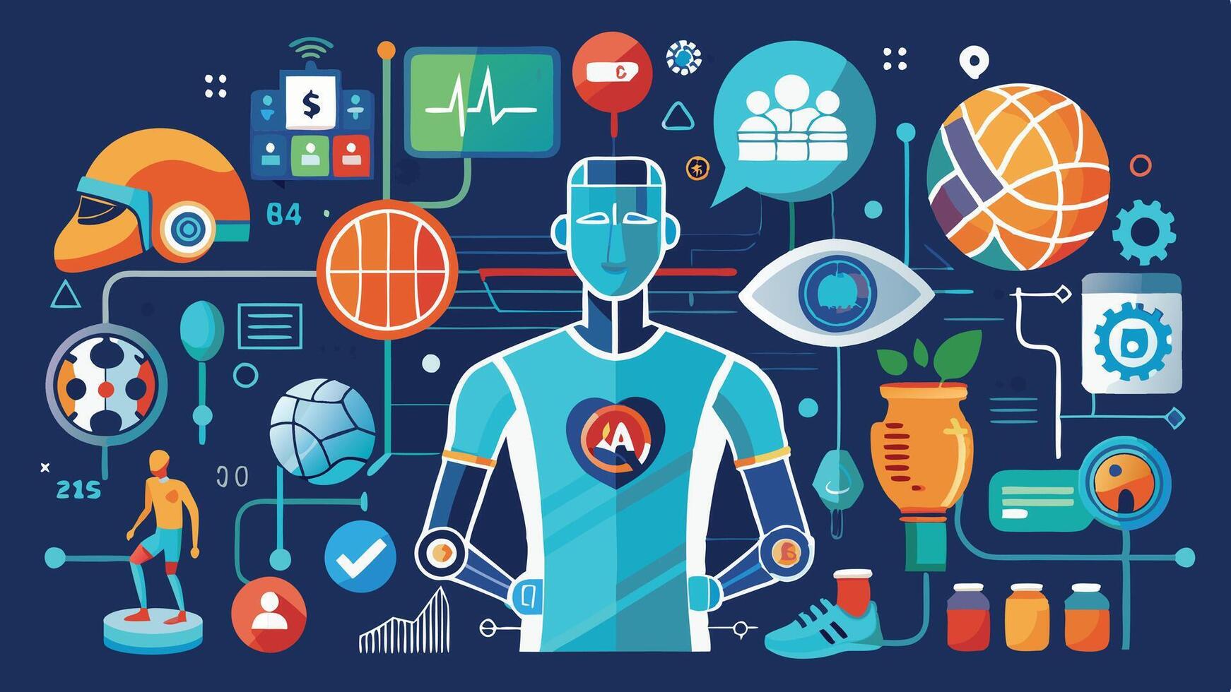 AI Sports Icons - Smart Fitness Tracking and AI Athletic Performance vector