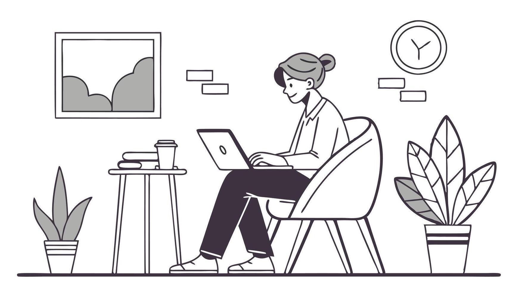 Modern Freelancer Workspace Illustration for Remote Work and Productivity vector