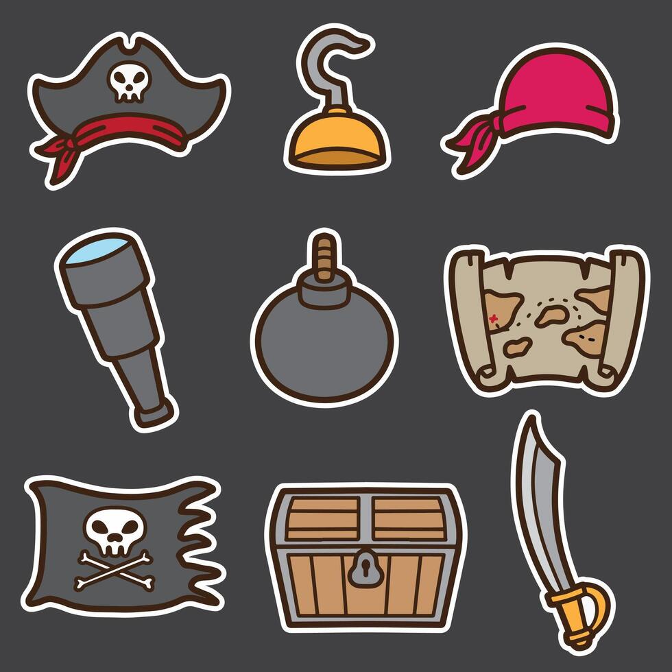 set of pirates good for sticker, element design, badge, icon, etc vector