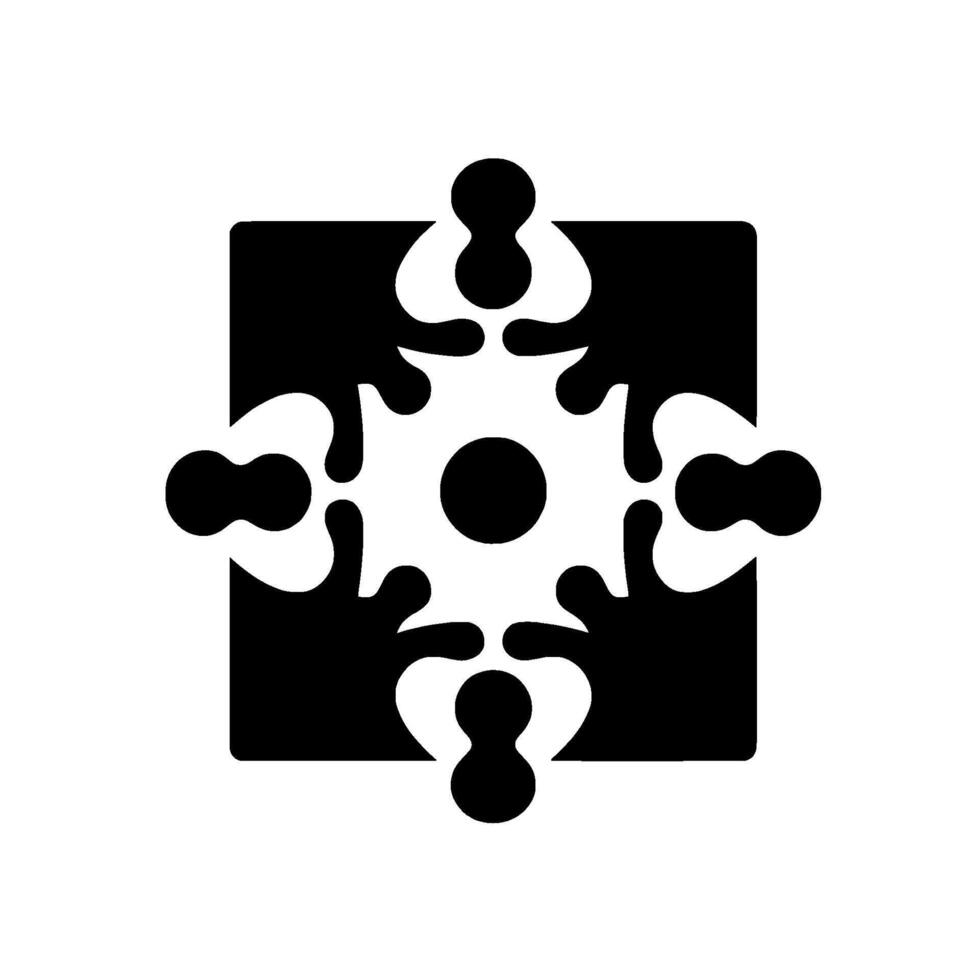 Abstract Black and White Emblem Featuring a Snowflakelike Motif Encased Within a Square, Centered on a White Background. vector