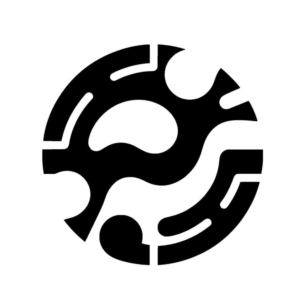 Abstract Geometric Black and White Circle Design Interlocking Shapes, Curves, and Negative Space, Modern Minimalist Aesthetic. vector