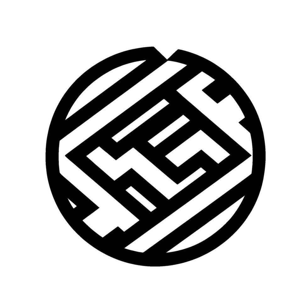 Abstract Black and White Maze within a Circle, Suggesting ProblemSolving and Complexity on a Plain White Background. vector