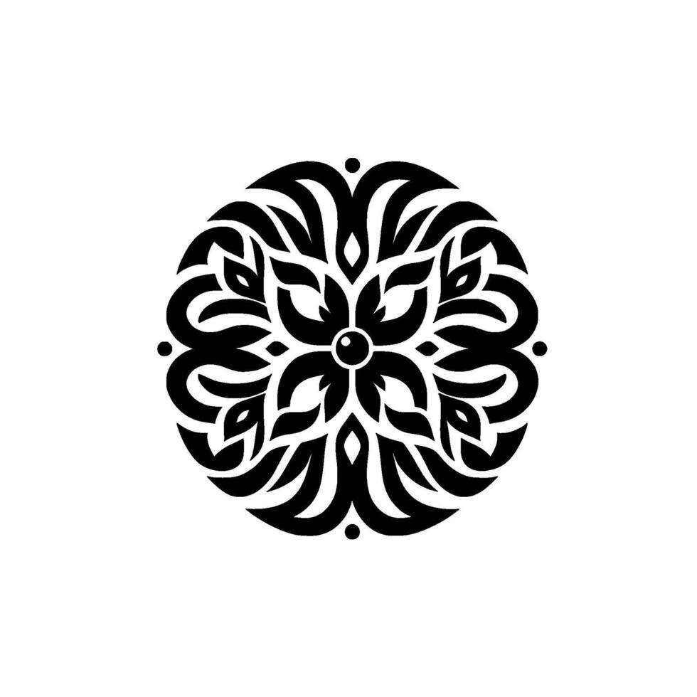 Circular Black and White Floral Mandala Design, Symmetrical, Intricate, Decorative and Ornamental with Abstract Organic Shapes. vector
