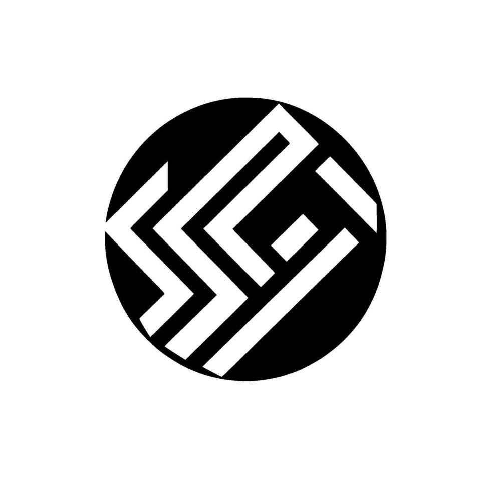 Geometric black and white featuring a pattern of angular lines and shapes contained within a circle with a drop shadow. vector