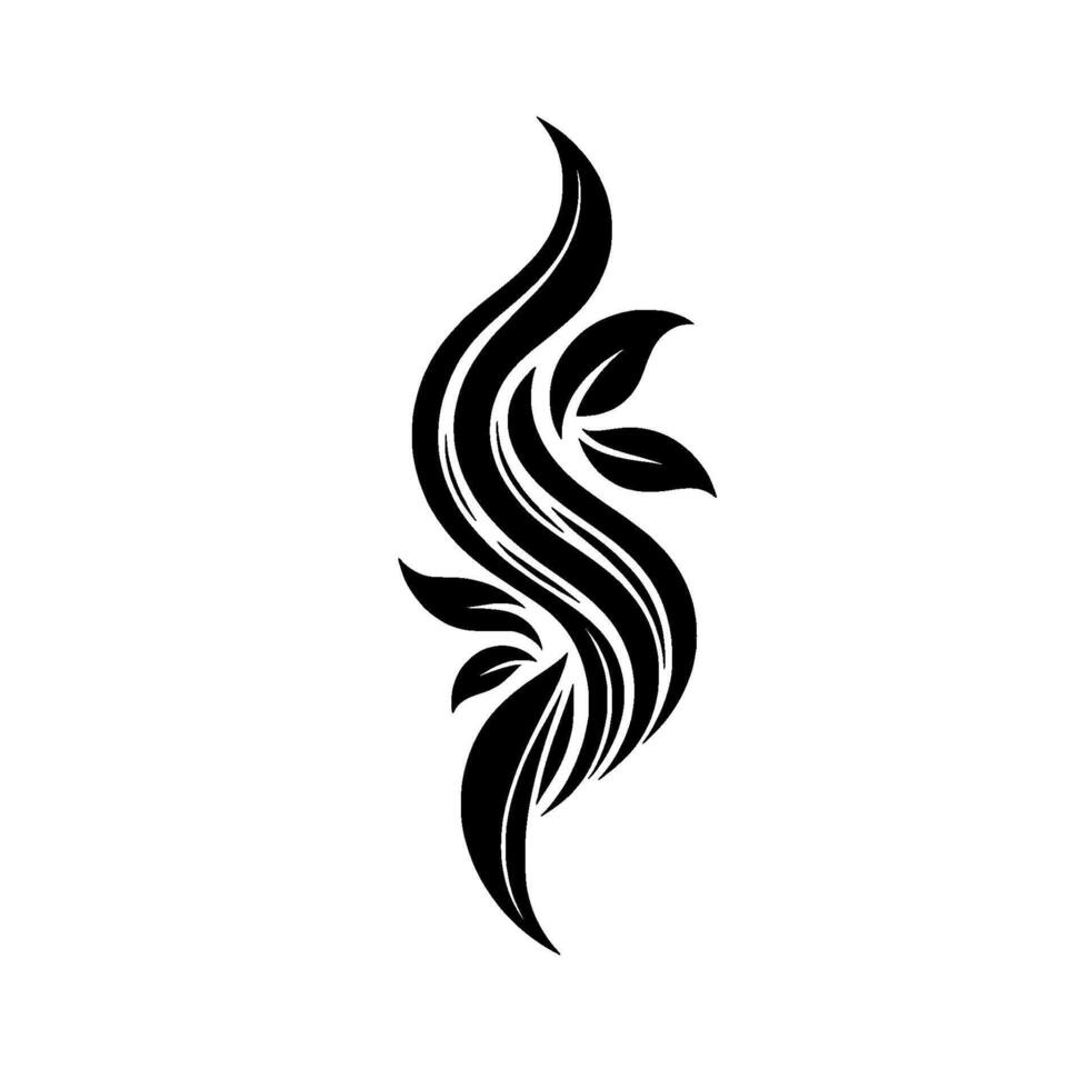 Elegant Black and White Floral , Stylized Leaves and Flowing Lines on a Clean White Backdrop. vector