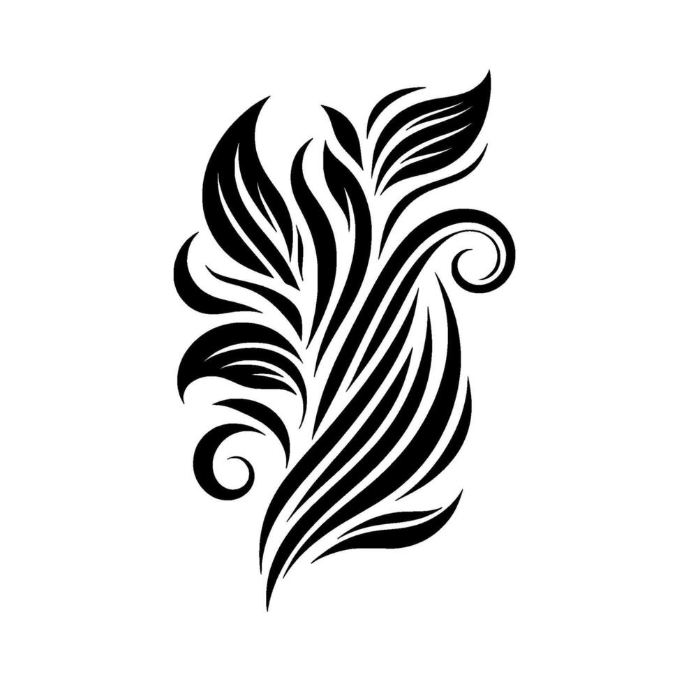 Elegant Black and White Floral A Detailed Decorative Illustration with Swirls, Leaves and Lines on a White Background. vector