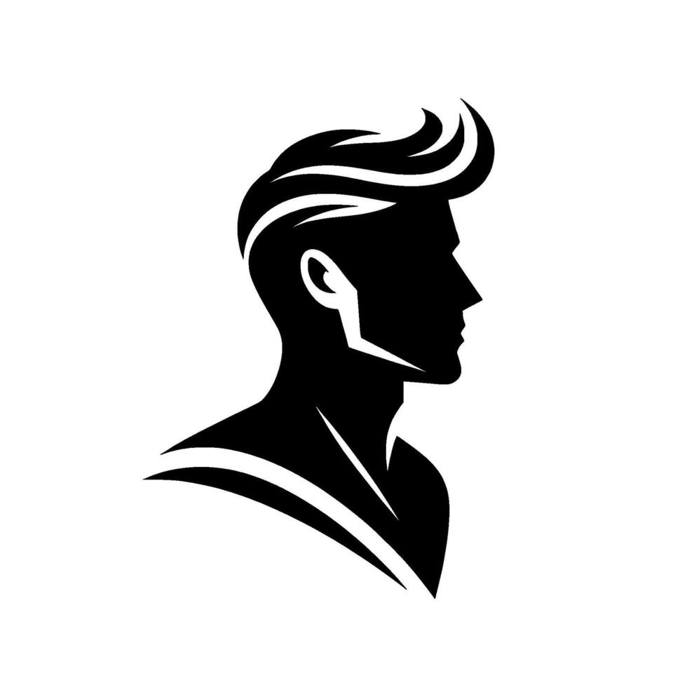 Silhouette of a Stylish Mans Profile with Modern Haircut, Clean Lines on White Background. vector